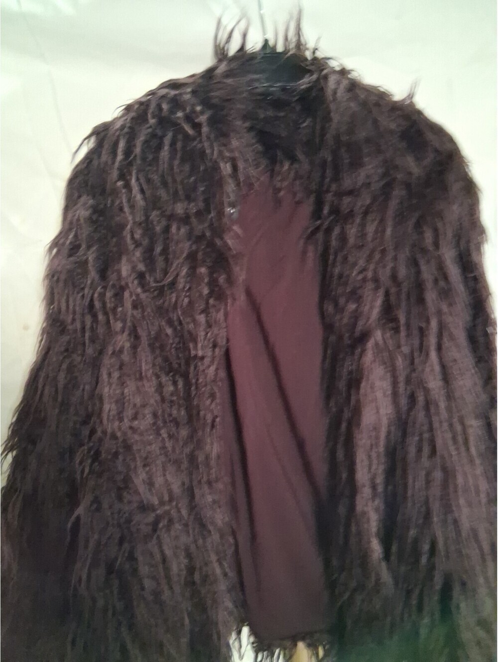 Trouve Burgundy Faux Fur XL Open Jacket